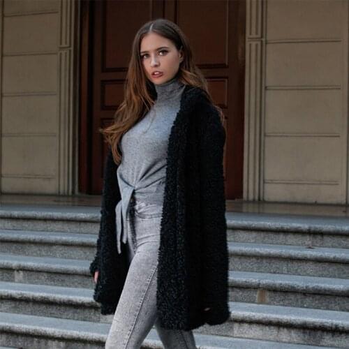 Liva girl Autumn New Long Coat Women Faux Fur Long Outwear Jackets Winter Casual Teddy Streetwear Femme Overcoat