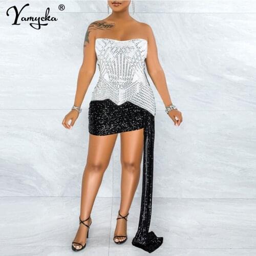 Sexy vintage White Rhinestone mini Tube top party dress women night club Splicing bodycon summer dress backless evening dresses