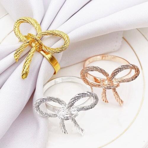 10pcs Hotel Western Restaurant Golden Bow Tie Napkin Ring Napkin Ring Napkin Button Cloth Ring