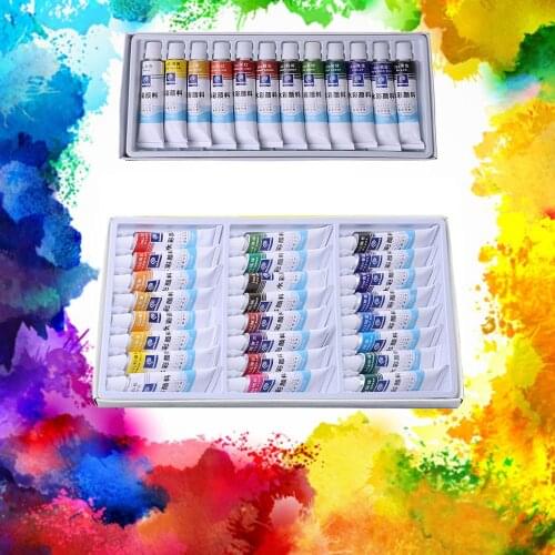 12ml 12/24 Colors Professional Paint Tubes Drawing Painting Watercolor Pigment