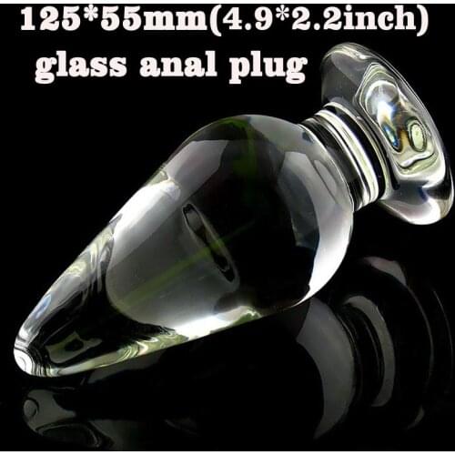 125*55mm Smooth transparent glass butt plug anal dilator expander big anal plug dildo large buttplug sex toys for woman
