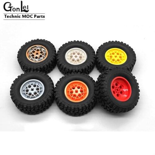 2Pcs NEW High-Tech Wheels and Tyres 32019 Tyre 62.4x20mm 86652 Wheel 43.2mm D. x18mm MOC Building Block Bricks Parts for MOC Car