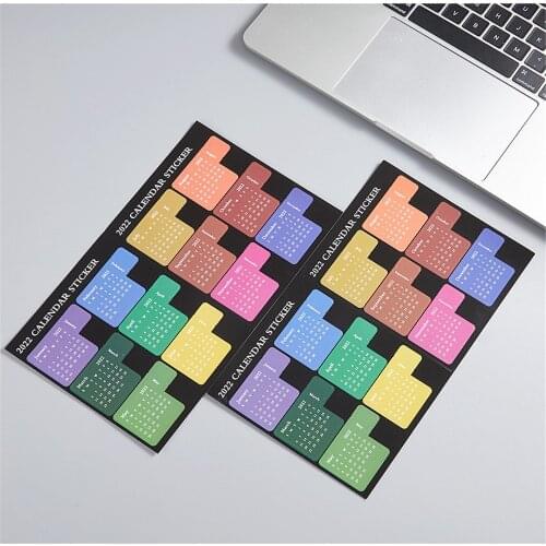 2022 Calendar Stickers DIY Notebook Journals Index Stickers Daily Weekly Planner Self Adhesive Classify Labels Stationery
