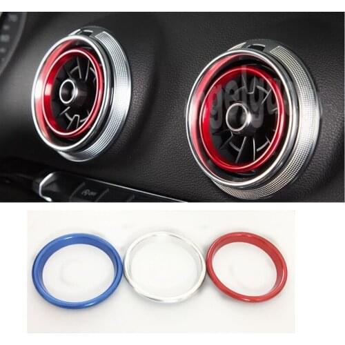 4pcs Aluminium alloy Car Instrument panel Air outlet decoration ring coversticker Fit For AUDI A3 S3 2013-2016/Q2 2017