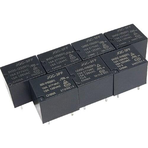 5pcs 10A Relay HF3FF-JQC-3FF- 5VDC-1ZS 12VDC-1ZS 24VDC-1ZS(551) 5 Pin DIP5 HF- JQC-3FF- 5V 9V 12V 24V DC Relays