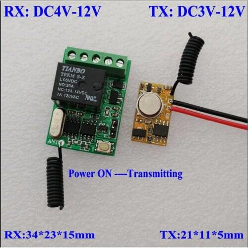 5V 6V 7.4V 8V 9V 12V 10A Relay Contact Remote Switch Push Button Door Opener Computer Button Wireless Switch 1527 TX PCB 315 433