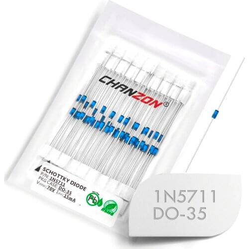 50 Pcs) 1N5711 Schottky Barrier Rectifier Diodes 15mA 70V DO-35 Axial 1N IN 5711 IN5711 15 mA 70 Volt