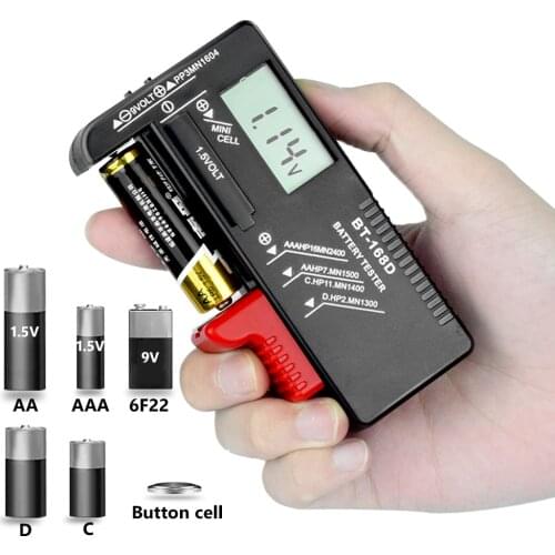 BT168 BT-168D Analog Digital Battery Tester Tool Button Batteries Volt Checker For 1.5V AA/AAA/C/D 9V PP3 006P MN1604 Batteries
