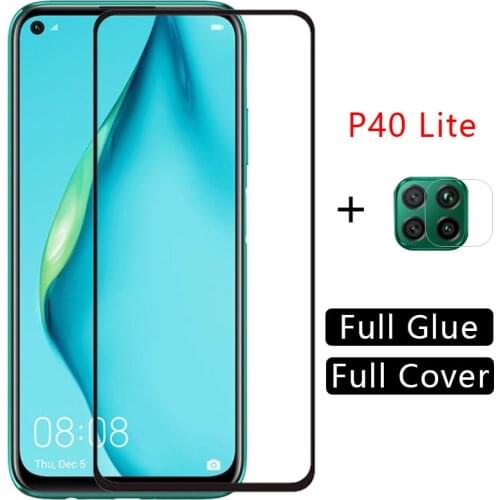 Case for huawei p40 lite cover tempered glass screen protector coque on p 40 light p40lite camera lens film huawey huwei honor