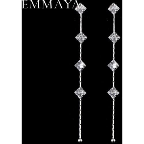 EMMAYA Silver Color Crystal Wedding Long Earrings Chandelier Earrings for Women Brides Bridesmaid Christmas