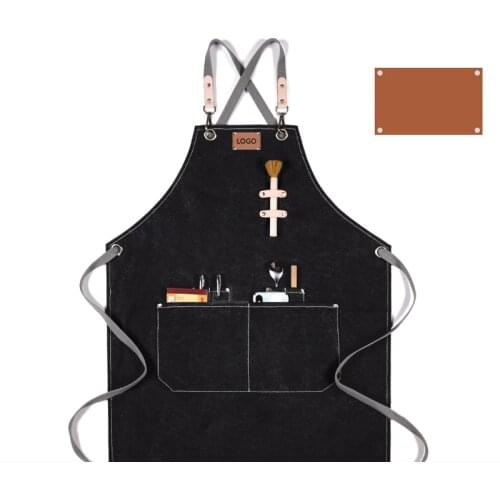 Cotton thickened canvas apron, barista milk tea shop, nail baking restaurant, bar overalls customized logo