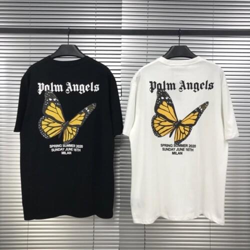 Palm Angels 21SS Letter Logo Short Sleeve Round Neck Men Women T-Shirt, Unisex, Lovers, Couple Models, Cotton, Boyfriend Gift
