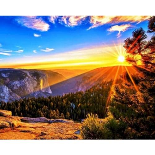 GATYZTORY 60x75cm Frame Sun Diy Painting By Numbers Landscape Canvas Drawing Handpainted Gift Wall Decor Artwork