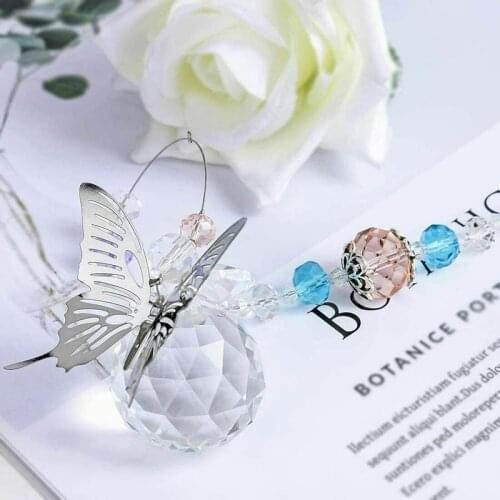 Crystal Ball Butterfly Shape Hanging Premium Crystal Glass Material Home Window Decor Ornament Christmas Party Decoration