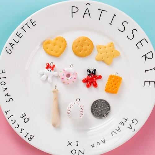 Creative Mini Baseball Charm Key Chain Pendant Star Biscuit Donut Earrings Key Chain Accessories Friend Gift Backpack Keychain