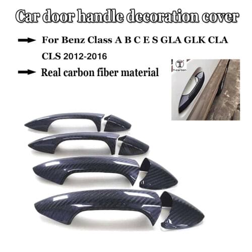 For Mercedes-Benz Carbon Fiber Auto Door Handle Knob Exterior Trim Covers for Benz Class A B C E S GLA GLK CLA CLS 2012-2016