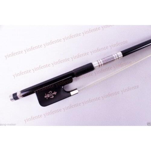 One Cello Bow Black Carbon fiber Round Stick Ebony frog Flower Pattern 4/4 New