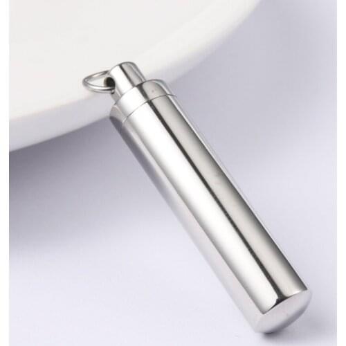 PandaHall 38x8mm 304 Stainless Steel Openable Bottle Pets Ashes Memorial Cremation Urn Cylinder Keepsake Tube Pendants Container