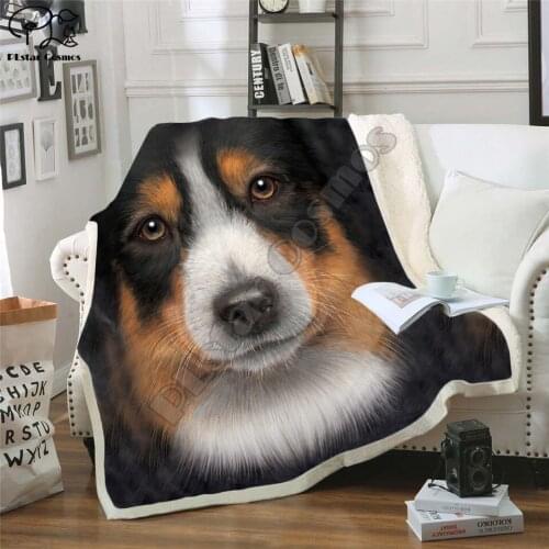 Dog face 3D Printed Plush Fleece Blanket Adult Fashion Quilts Home Office Washable Duvet Casual Kids Girls Sherpa Blanket