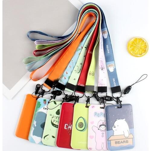 Card Holder Neck Strap with Lanyard Badge Holder Work ID Card Bus ID Holders Portable Key Chain Key Ring Card Holder