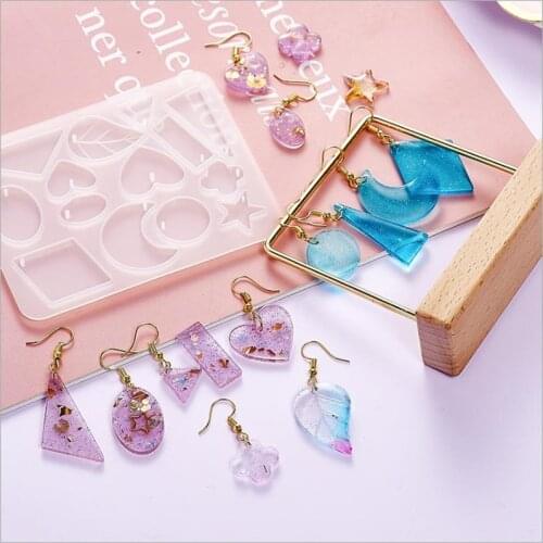 Love Earring Silicone Mold Handmade DIY Geometry Leaf Pendant Necklace Epoxy Mold Women Jewelry Accessories