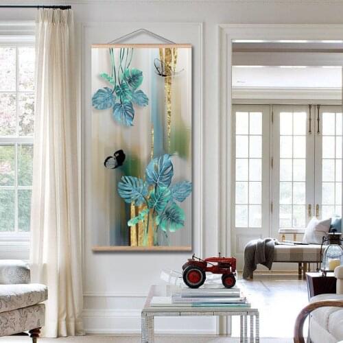 Nordic Plants Blue Leaf Canvas Painting Botanical Posters and Print Abstract Wall Art Pictures for Living Room Modern Home Decor