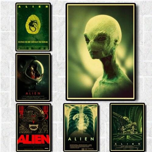 Vintage Poster Horror Movie Alien Posters For Home Living Room Decor Kraft Paper Art Printed Painting Wall stickers