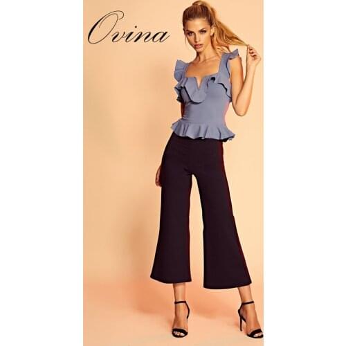 High Quality Womens Tank Tops Ruffles Sleeveless Solid Bodycon Bandage Top