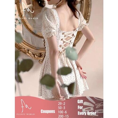 Women Cover-Up Ruffles Hollow Out Short Sleeve Elastic Bow Dot Swimwear Sweet Cute Girls Cross Strap Bathing Suit Beachwear