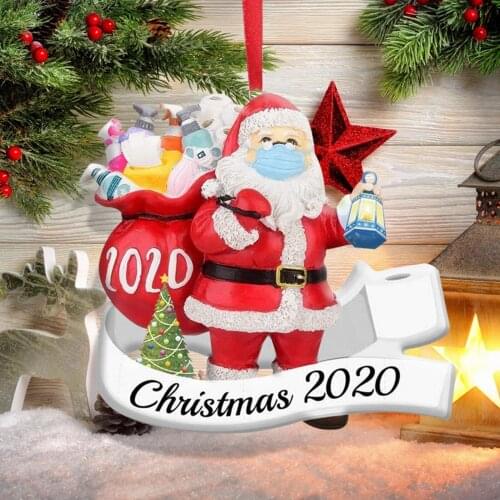 1/5PC 2020 Christmas Ornament Santa Claus Wearing A Face Mask Decorate Christmas tree Festival Party Supplies Hanging Decor#25