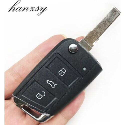 10pcs 3 Buttons Remote Key Case For Volkswagen VW Golf 7 Mk7 Skoda Passat Beetle Bora Polo Seat Leon Octavia Flip Folding Key