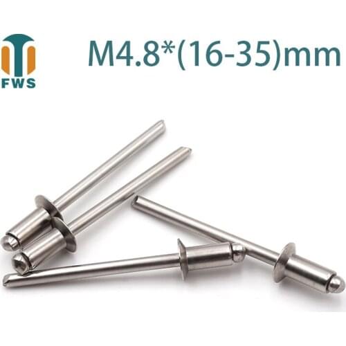 10 PCS M4.8*(16-35)mm Stainless Steel Countersunk Head Break Mandrel Blind Rivet Nail Pop Rivets for Furniture Car Aircraft