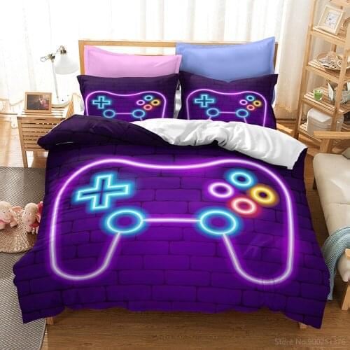 2/3pcs Gamepad Bedding Set Queen King Size Duvet Cover Set Soft Comforter Cover with Pillowcase Set Home Textile for Young Boys