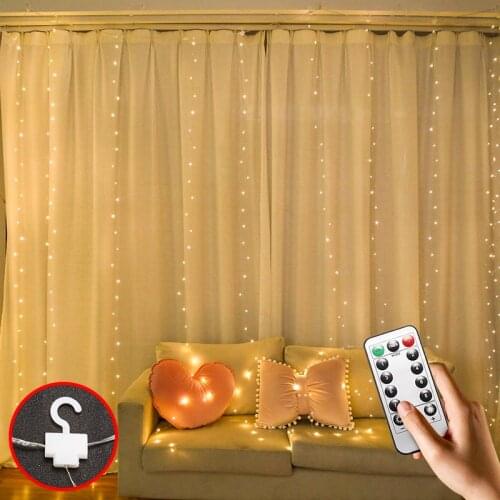3m 100/200/300 LED Curtain String Light Home Decoration Flash Garland Rustic Wedding Party Christmas Table Bridal Shower 3 color