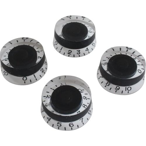 4x Speed Dial Knobs for Electric Guitar White/Black