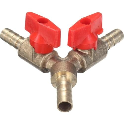 5/16" 8MM Brass Y 3-Way Valve Shut Off Ball Valves Brass Plastic Fitting Hose Barb Fuel Gas For Garden Irrigation
