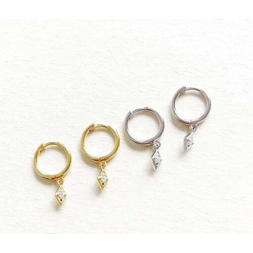 Amaiyllis S925 Sterling Silver Earrings Stud Minimalist CZ Zircon Cuff Earrings For Female Summer Jewelry