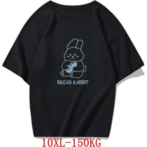 ANGINANA Large size womens T-shirt plus size 9XL 10XL summer round neck short sleeve loose black and white red big T-shirt top