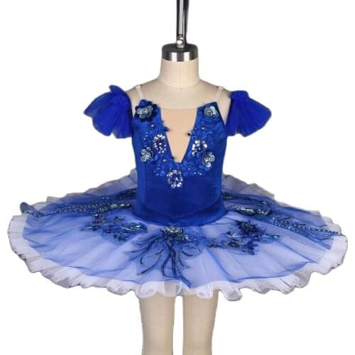 Velvet Blue Bird Ballet Tutu Black Swan Ballet Tutu Pre-professional Ballet Tutu For Competition Or Performance Dance Costumes