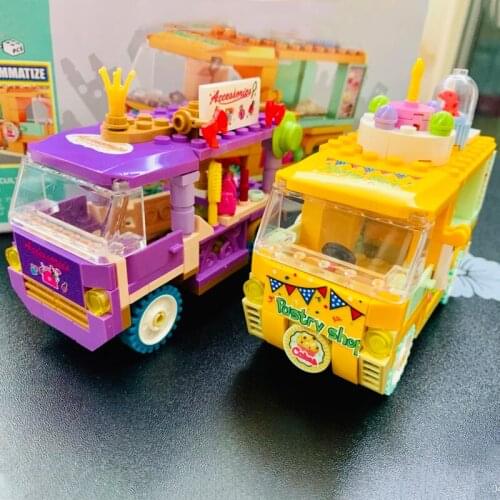 SEMBO Blocks Street View Series Small Car Building Block Food truck Modle Small Dining Car Brick Toys For Boy Birthday Gift