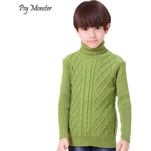 Brand Sweater School Boys Girls Winter Christmas Sweaters Children Kids Knitted Pullover Warm Outerwear Turtleneck Sweater W20