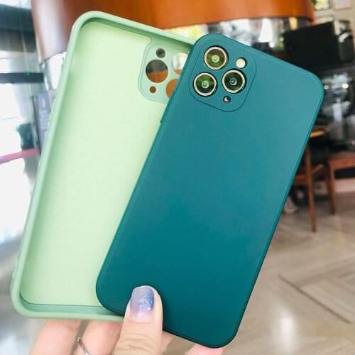 Boucho Candy Color straight edge Phone Case for iPhone 11 Pro Max X XS XR 7 8 Plus SE2 Full Protection lens Soft Silicone Cover
