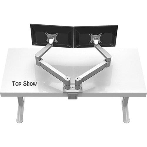 DSUPPORT M220 Aluminum Alloy Full Motion Dual Monitor Holder Support Desktop Clamping Monitor Mount Arm Loading 1-8kgs Each Head