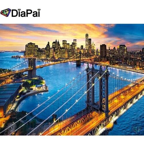 DIAPAI 5D DIY Diamond Painting 100% Full Square/Round Drill "Bridge city" Diamond Embroidery Cross Stitch 3D Decor A21935