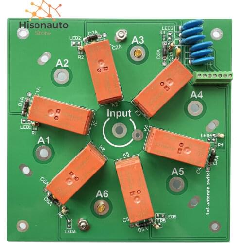 Hisonauto 1x6 antenna switch 6:1 Coax Remote Antenna Switch SO-239 1.8MHz--60MHz 6-Channel DIY Kits Finished Board