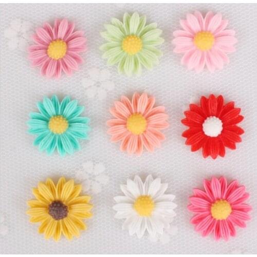 100pcs Flatback 22mm Resin Sunflower Cabochon/Cameo Charm/Finding,fit Base Setting Tray,Phone Decoration Kit,DIY Accessory