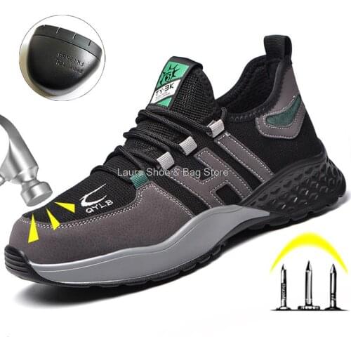European Standard Steel Toe Men Work Safety Shoes Anti-smash Breathable Work Sneakers Male Security Boots Protective Footwear