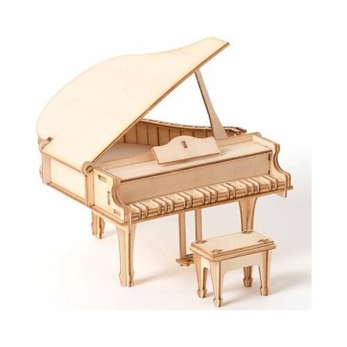 Laser Cutting DIY Grand Piano Toys 3D Wooden Puzzle Toy Assembly Model Wood Craft Kits Desk Decoration for Children Kids
