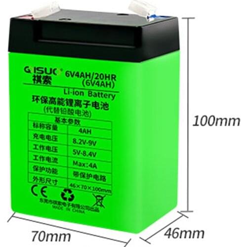 4.0-6.0ah 6V Rechargeable Li-ion battery 4000mAh replace for lead acid storage cell LED light bulb and electronic scale balance