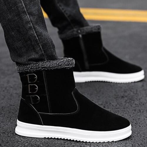 Zapatos De Hombre Boots Men Winter Shoes plush warm Men snow Boots Casual suede Leather Men Ankle Boots Male Leather Footwear